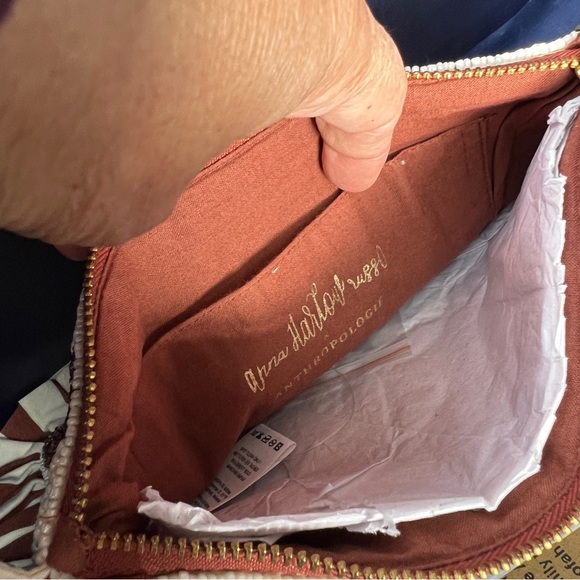 Anthropologie Anna Harlow Russo Beaded Monogram “N” Clutch Crossbody Chain Strap - Picture 4 of 8